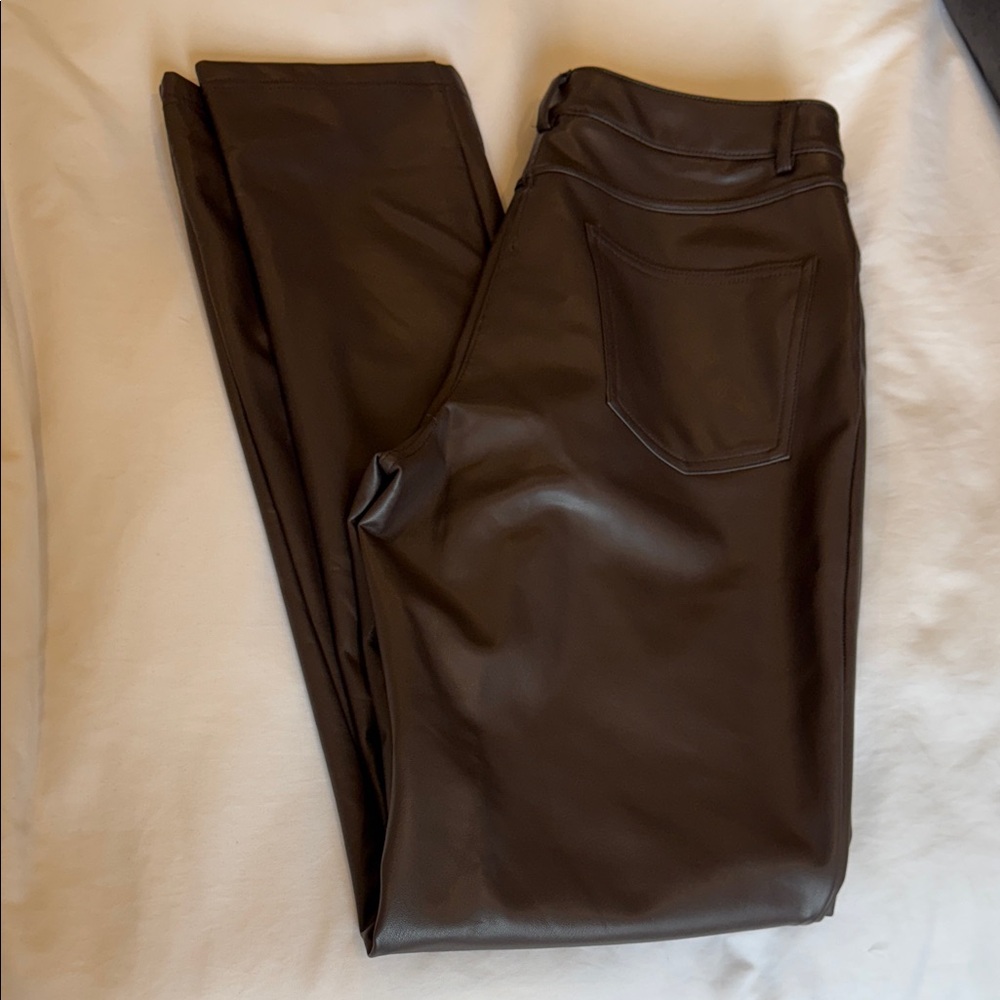 RD Style Chocolate Faux Leather straight leg